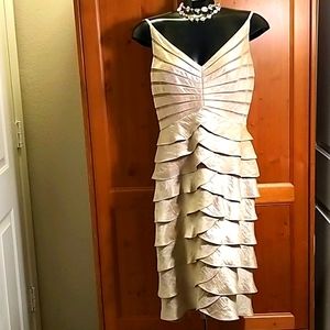 Adrianna Papell Shimmering Gold Cocktail Dress, Plus Size